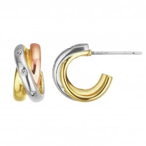 image of Buckley London 3 Tone Russian Trio Hoop Earrings