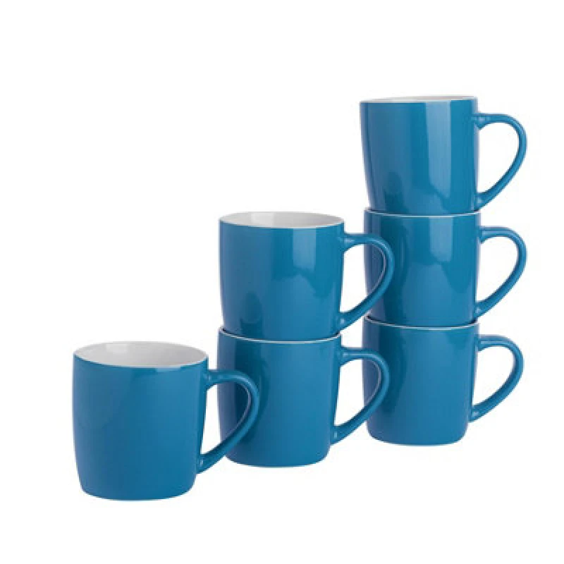 Image of Argon Tableware 2X Coloured Coffee Mugs - 350Ml - Blue - Durable Stoneware Cappuccino Tea Cup Dishwasher & Microwave Safe