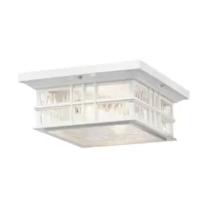 Image of Outdoor IP44 2 Bulb Flush Light Composite & Glass White LED E27 60W