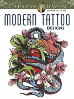 image of Creative Haven Modern Tattoo Designs Coloring Book by Erik Siuda