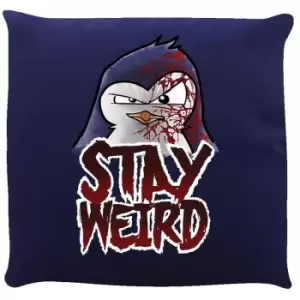 image of Psycho Penguin Stay Weird Cushion (One Size) (Navy) - Navy