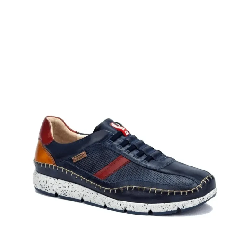 Image of Pikolinos Fuencarral Leather Mens Low Top Trainers - Blue - Size:UK 8.5-9