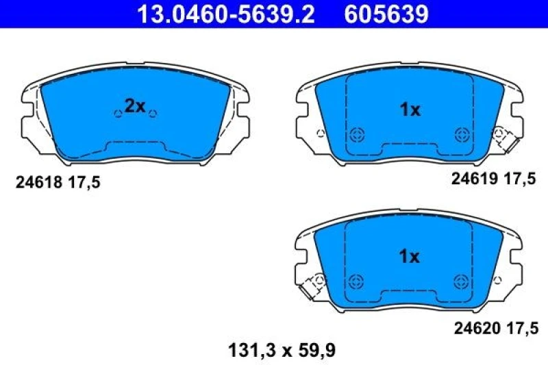 Image of ATE 13.0460-5639.2 Brake pad set with acoustic wear warning Brake Pad Set,disc brake (402)