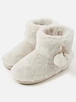 image of Accessorize Super Soft Slipper Boots - Grey, Cream Size M Women