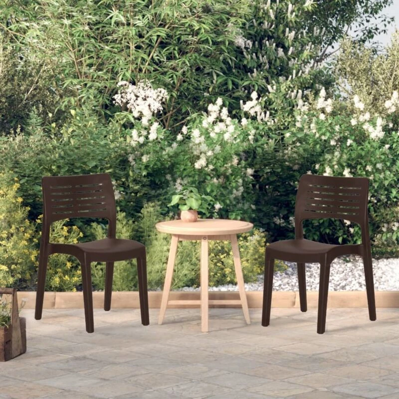 Image of vidaXL Garden Chairs 2 pcs Mocha Polypropylene, Brown 317730