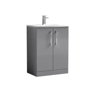 Nuie Arno 600mm Floor Standing 2 Door Vanity & Basin 4 Cloud Grey