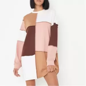 Image of Missguided Patchwork Oversized Sweater Dress - Multi