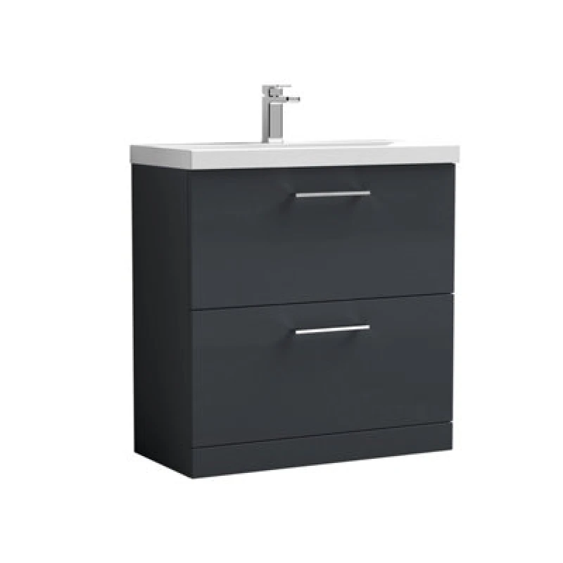 Image of Arno Floor Standing 2 Drawer Vanity Unit with Basin Soft Black