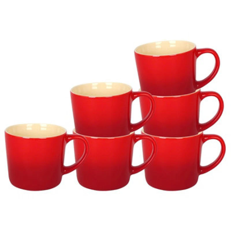 Image of Argon Tableware New Bone China Ombre Mugs - 330Ml - Red - Pack Of 6