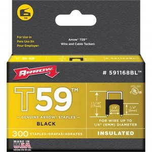 image of Arrow T59 Insulated Staples 6mm Black Pack of 300