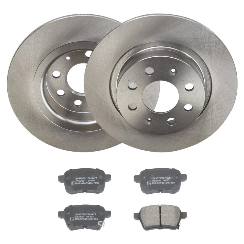 Image of RIDEX 3405B2189 Brake disc and pads set Rear Axle, Brake Disc Type: Solid, with acoustic wear warning Brake Set,disc brakes (3405)