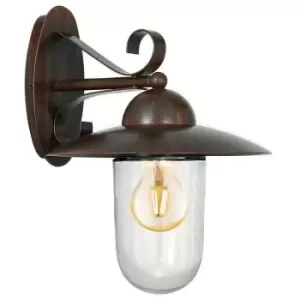 Image of Milton - 1 Light Outdoor Wall Lantern Antique Brown IP44, E27 - Eglo