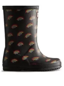 Image of Hunter First Original Rainbow Print Wellington Boot, Multi, Size 10 Younger