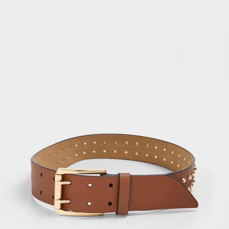 Image of MICHAEL Michael Kors Womens MK Hardware Adjustable Leather Belt Luggage female XS