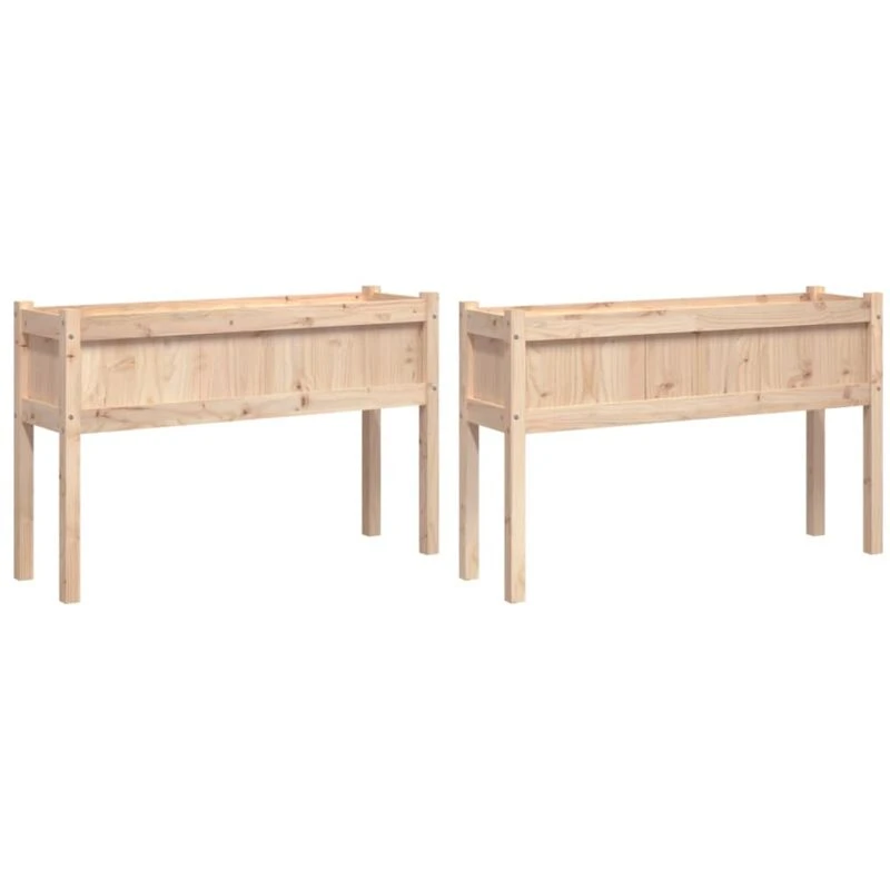 Image of vidaXL Garden Planters 2 pcs w/ Legs Solid Wood Pine, Brown 837565