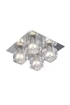 Image of Baily Chrome 4 Light Square Fitting With Ice Cube Glass