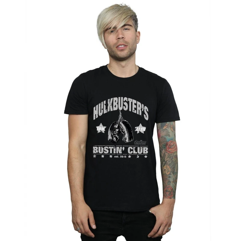 Image of Marvel Marvel Men Iron Man Hulkbuster's Bustin' Club T-Shirt in Black Size: Small Black S Male 5057245976299