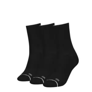 Image of Calvin Klein Athletic Crew Socks 3 Pack Womens - Black