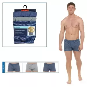 Image of Tom Franks Mens Patterned Jersey Boxer Shorts (3 Pairs) (XL) (Blue)