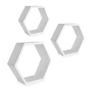 Image of Hexagon Floating Shelves - Set of 3 White M&W