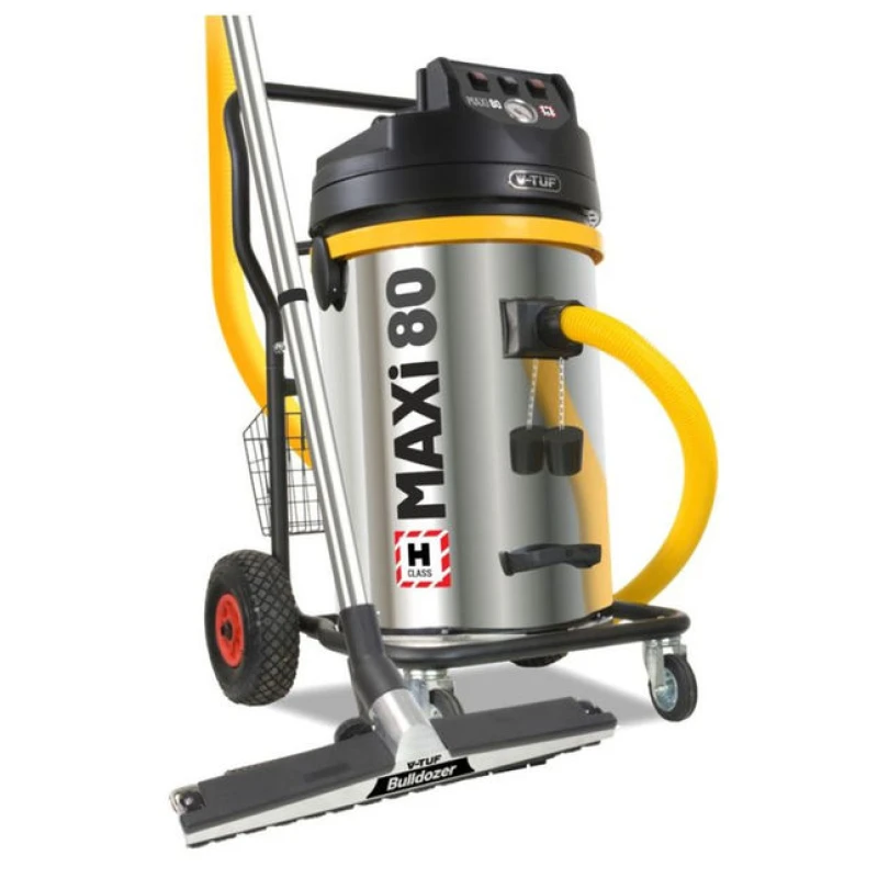 Image of V-TUF MAXi - 80L H-Class 230V 3500W Dust Extraction Vacuum Cleaner - 450mm wide Bulldozer Head & 15m Hose & 25m "Motor Saver" Extension Cable