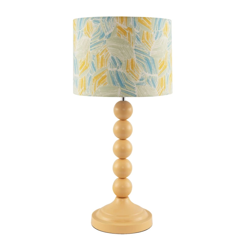 Image of Happy Homewares Chic Table Lamp with Designer Jacquard Fabric Shade in Yellow Yellow Unisex