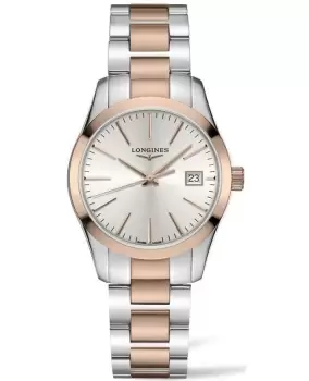 image of Longines Conquest Classic Silver Dial Stainless Steel and Rose Gold PVD Womens Watch L2.286.3.72.7 L2.286.3.72.7