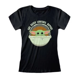 Image of Mandalorian - Eat Sleep Levitate Womens Large T-Shirt - Black