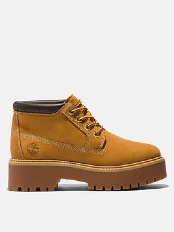 Image of Timberland Stone Street Mid Lace Leather Womens Ankle Boots - Wheat - Size:UK 6