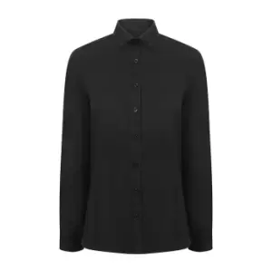 Image of Henbury Womens/Ladies Modern Long Sleeve Oxford Shirt (3XL) (Black)