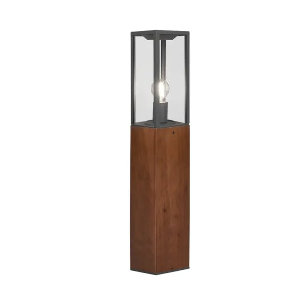 Image of Garonne Modern Outdoor Bollard Wood coloured IP44