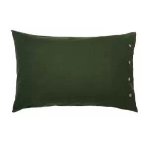 Image of William Morris Linen Cotton Plain Dye Standard Pillowcase, Green