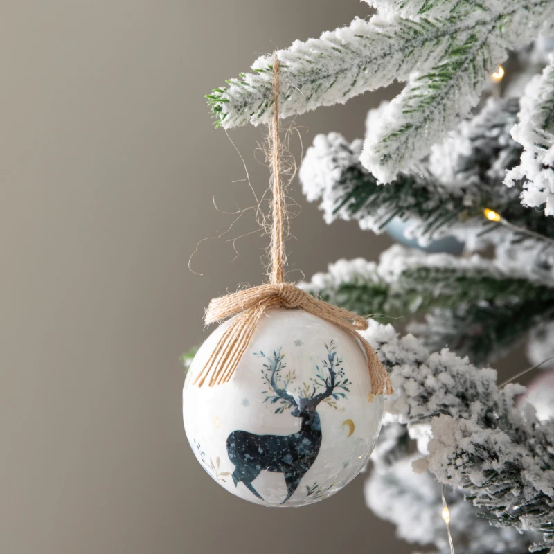 Image of Set of 14 Traditional Vintage Christmas Stags Tree Baubles