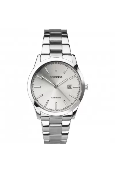 image of Taylor 41mm Silver Watch Round Case Silver Dial