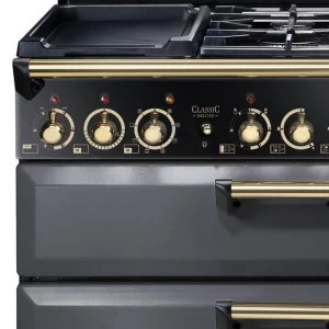 Image of Rangemaster CDL110DFFSL/B (124250) CLASSIC DELUXE 110cm Dual Fuel Range Cooker, Slate/B