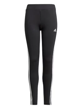 image of adidas Junior Girls 3-Stripes Tight - Black/White, Size 9-10 Years