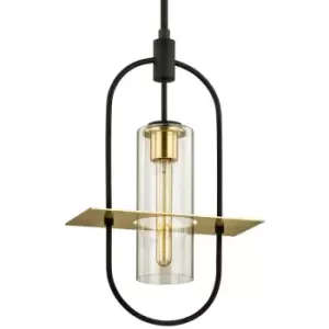 image of Smyth 1 Light Hanger Dark Bronze And Brushed Brass, Glass, IP44