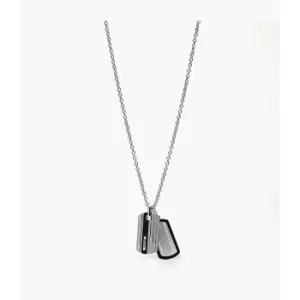Image of Fossil Mens Dog Tag Stainless Steel Necklace - Silver