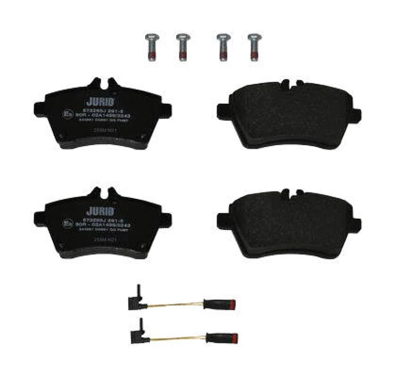 Image of JURID 573265J Brake pad set incl. wear warning contact, with accessories Brake Pad Set,disc brake (402)