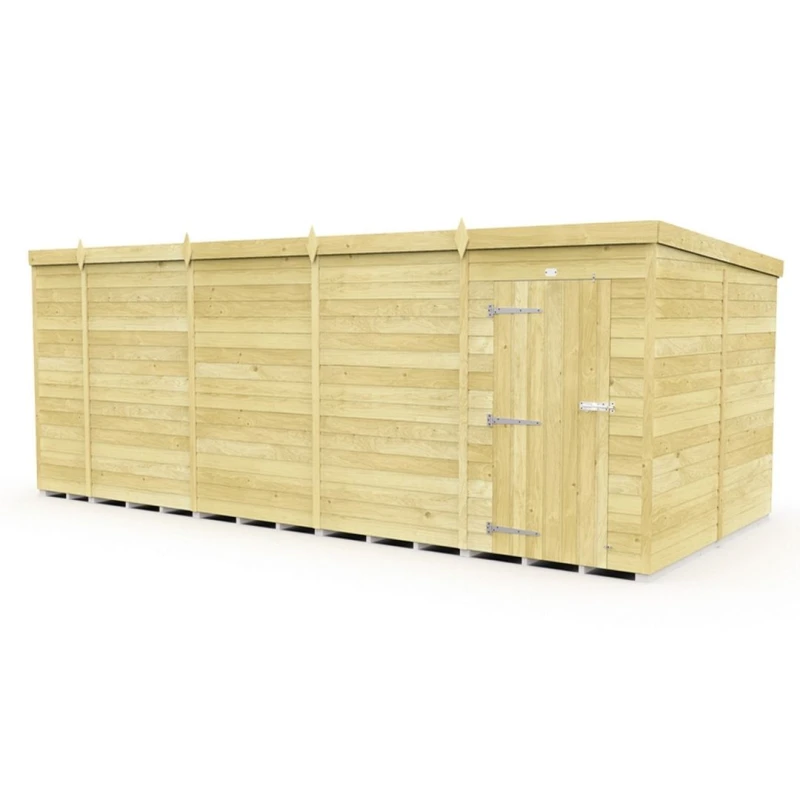 Image of Buttercup Farm 19 x 8 Feet Pent Shed - Single Door W/O Window - L231 x W560 x H201cm in Brown Brown Unisex