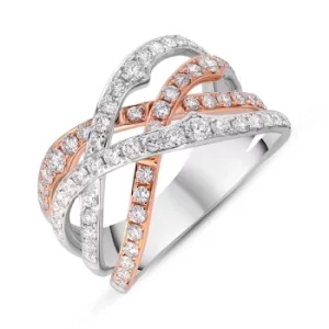 image of 18ct Rose and White Gold Diamond Crossover Band Ring