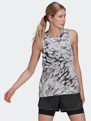 Image of adidas Fast Graphic Tank Top, Green/Pink Size XS Women