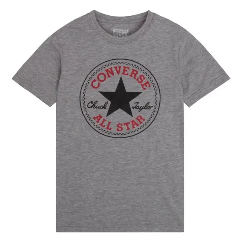 Image of Converse Child's T-Shirt Converse Chuck Patch Gris Male 13/15 ans