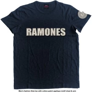 Image of Ramones - Logo & Presidential Seal Unisex Large T-Shirt - Blue