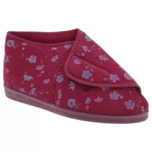 image of Comfylux Womens/Ladies Andrea Floral Bootee Slippers (3 UK) (Wine)