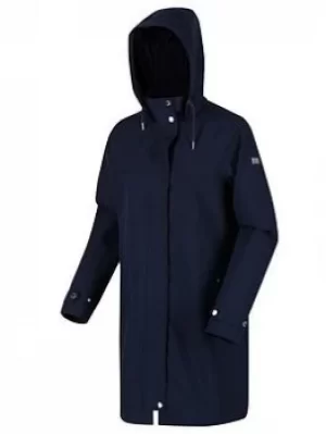 image of Regatta Abiela Long Waterproof Jacket, Navy, Size 10, Women