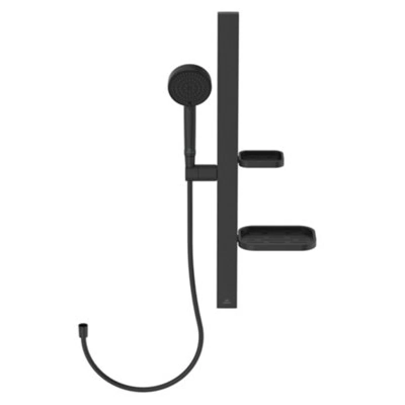 Image of Ideal Standard Idealrain Alu+ Shower Set 600 Mm + Ø100Mm 2 Function Handspray, 2 Shelves, Silk Black BD586XG