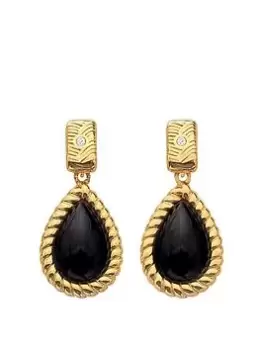 image of Hot Diamonds HD X JJ Black Onyx Oval Earrings, Gold, Women