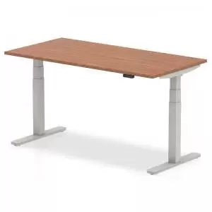 image of Air 1600 x 800mm Height Adjustable Desk Walnut Top Silver Leg