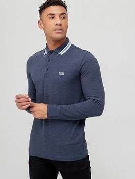 Image of Hugo Boss Athleisure Plisy Long Sleeve Polo Shirt Navy Size L Men